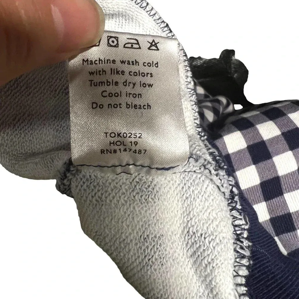 Draper James Natalie Sweatshirt in Navy Blue Gingham Size Medium - Image 8