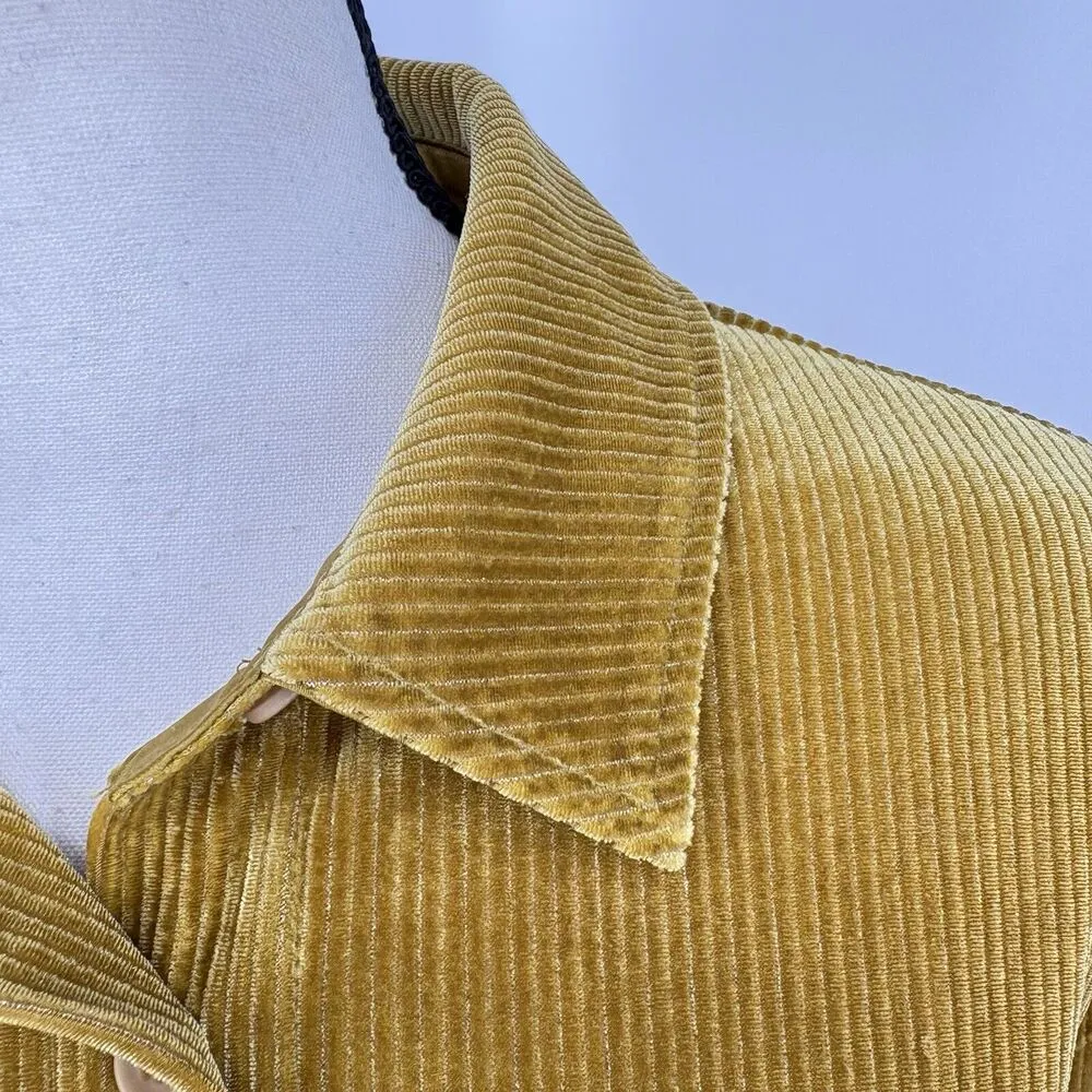 Soft Surroundings Blouse Velvet Boyfriend Tunic Yellow Stretch button Down Small - Image 6