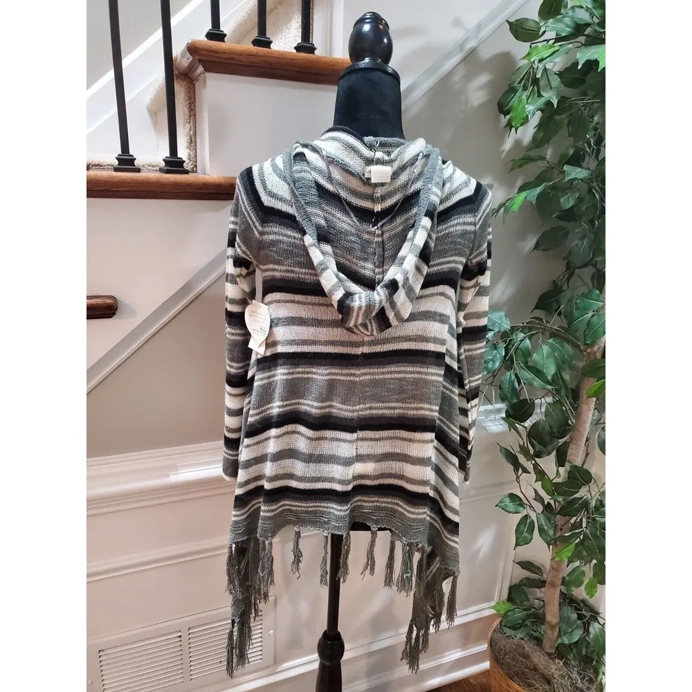 Self Esteem Women's Gray Acrylic Long Sleeve Open Front Knit Cardigan Size Small - Image 6