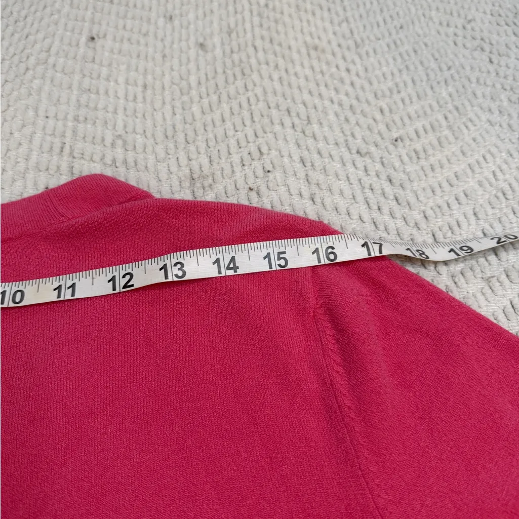 Vintage Jones New York Pink Rose Appliqué Shore Sleeved Cardigan - Image 6