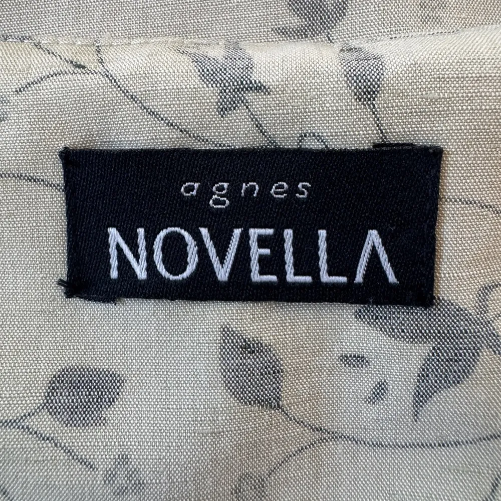 Agnes Novella Beige Leaf Print Square Neck Sleeveless Knee Length Sheath Dress White Size XXS - Image 7