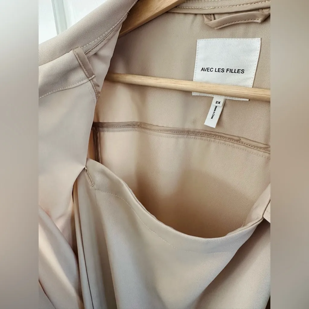 Avec Les Filles  Tan Trench Coat Lightweight Drape Belted Jacket Size 2X - Image 7
