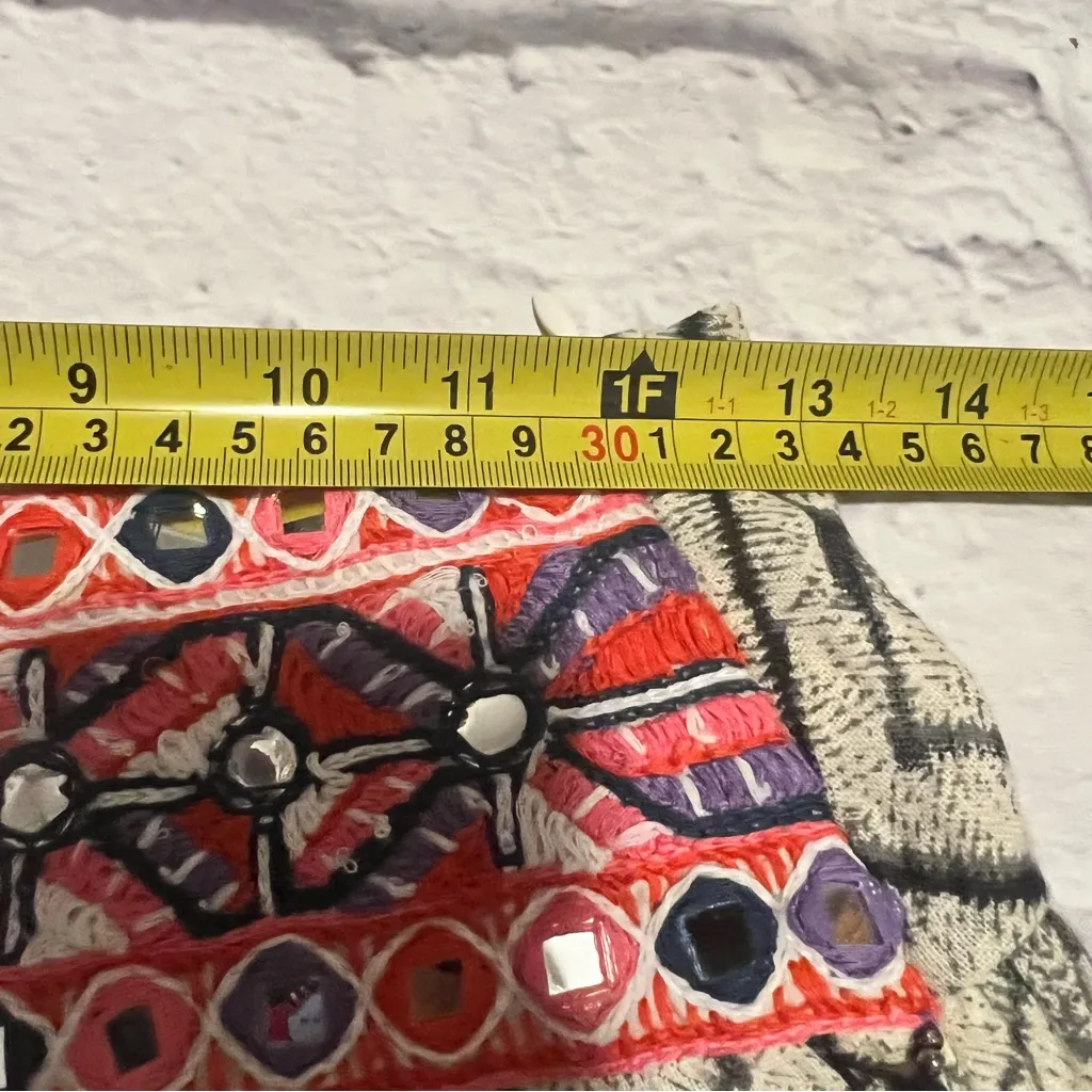 Raga Embroidered Mini Skirt Diamond Print‎ Tassel Detail XS - Image 5