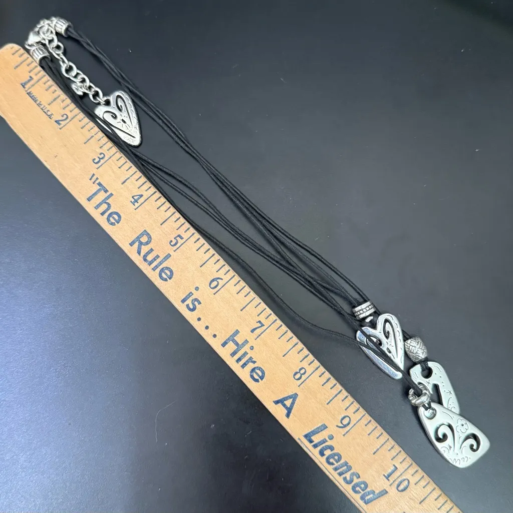 Retired BRIGHTON Brazilian Multi Cord Triple Heart Pendant Necklace - Image 12