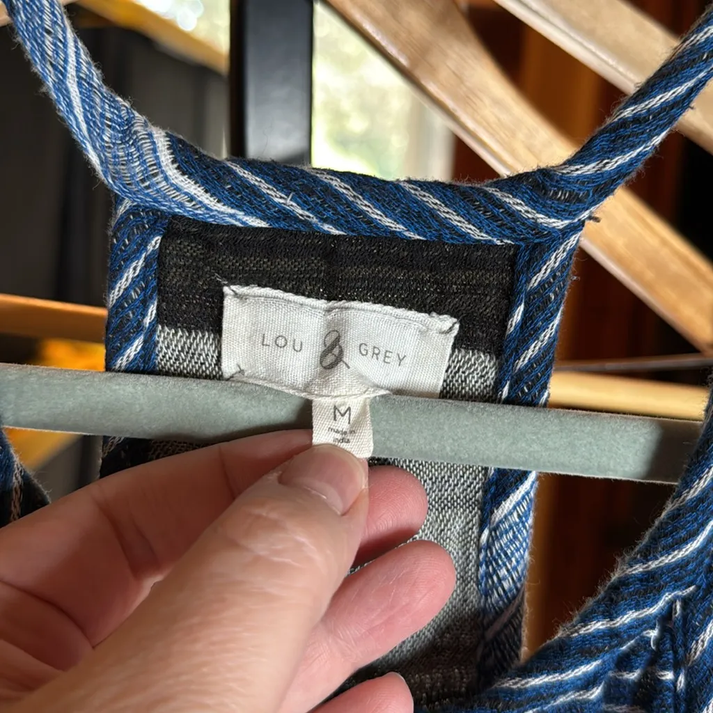 Lou & Grey LOFT Baja Blue Striped Racerback Romper Size Medium - Image 7