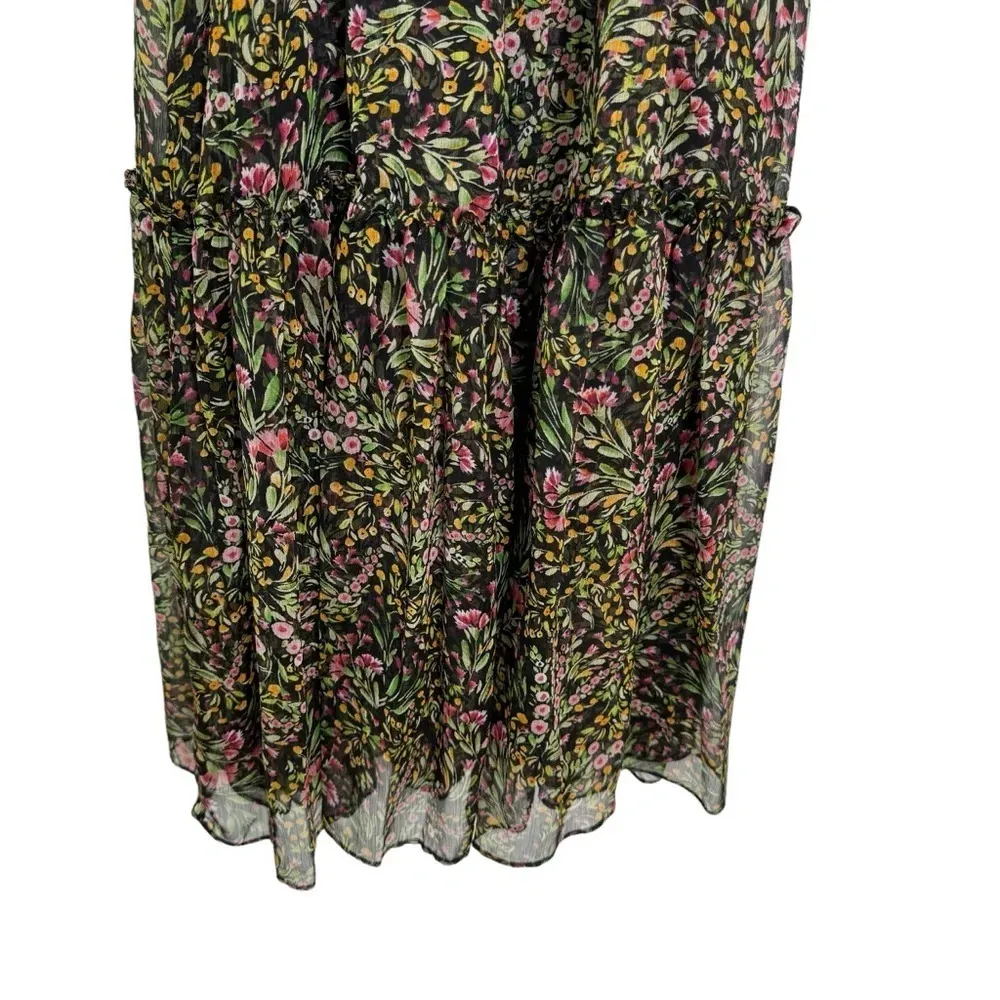 Misa Los Angeles Laysi Floral Tiered Long Sleeve Midi Dress Black Size XS NWT - Image 10