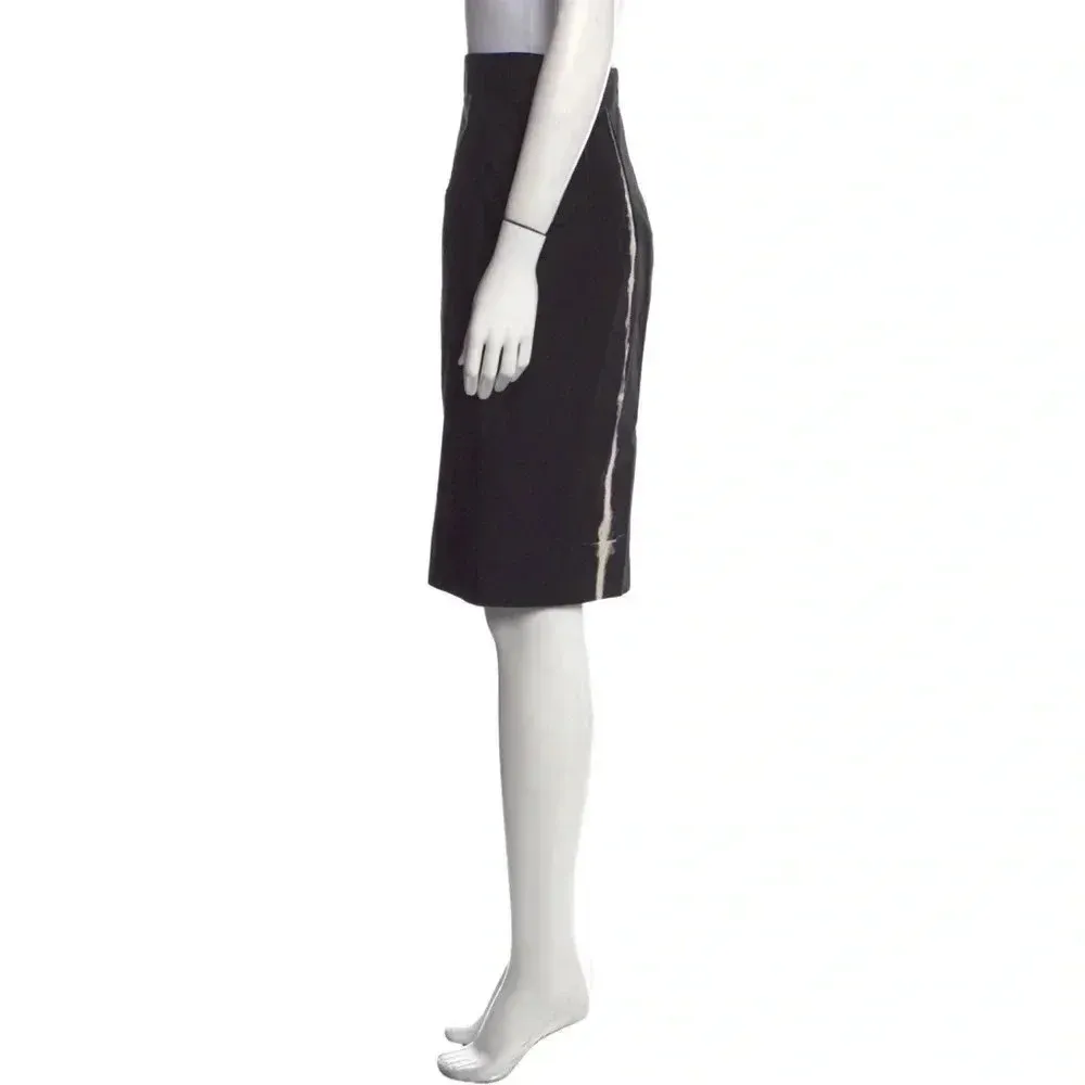 854 Jenni Kayne Black Cotton Pencil Skirt Beige Abstract Stripes Lined Midi - Image 2
