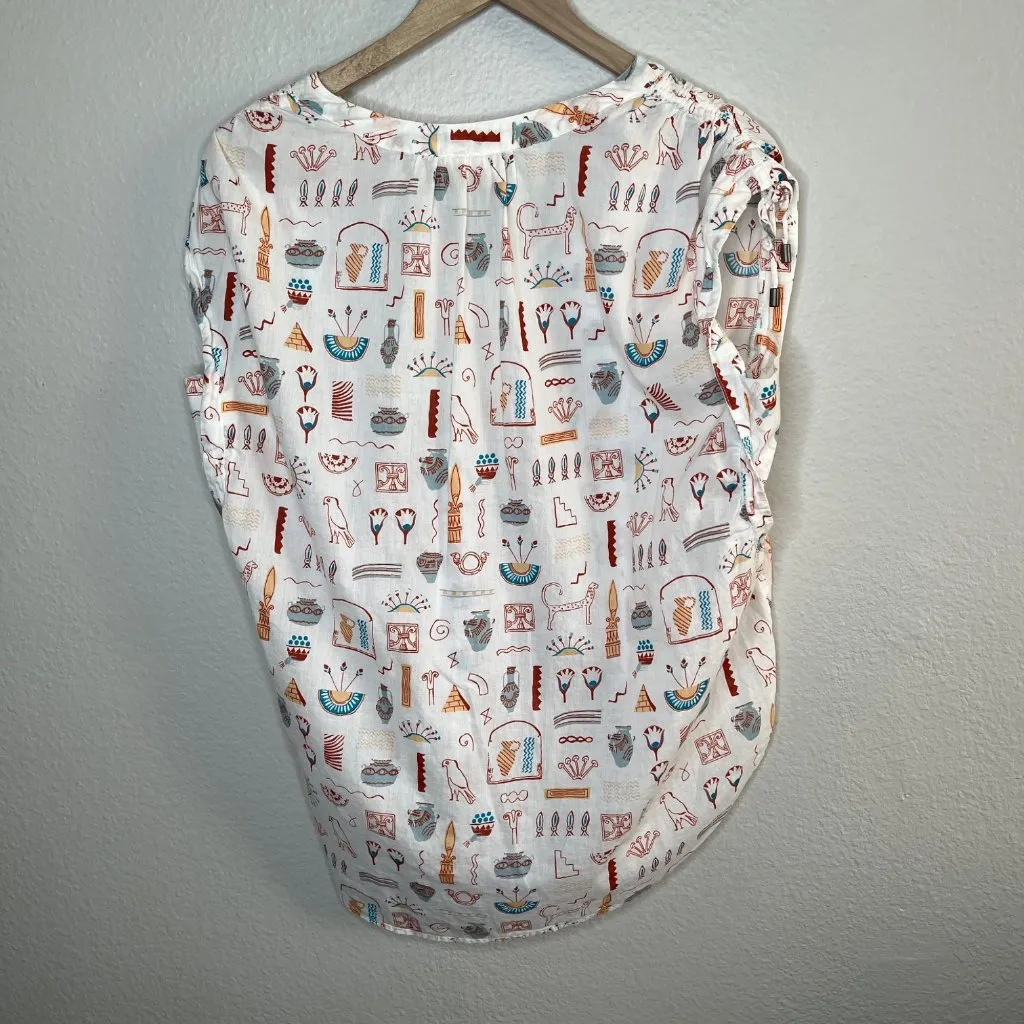 Anthropologie Danielle Kroll Womens Small Sleeveless Blouse Egyptian Art Print - Image 7