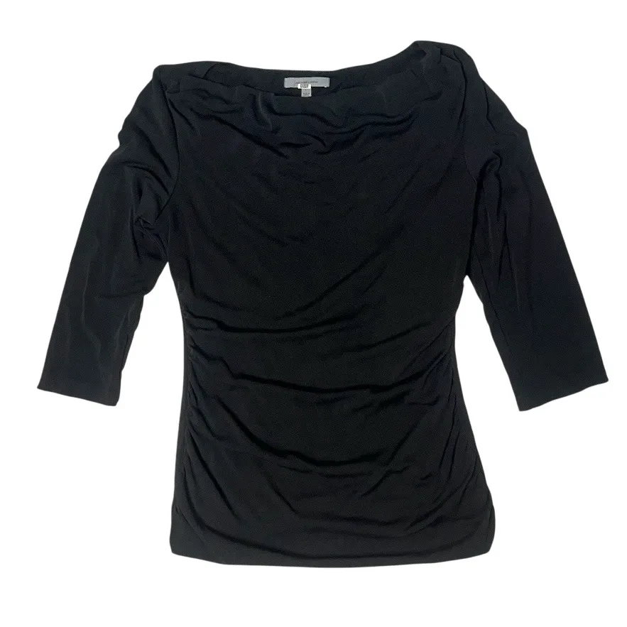 CLASSIQUES ENTIER Black Silk Top Cowl Neck Ruched Sides Womens Size Large - Image 3