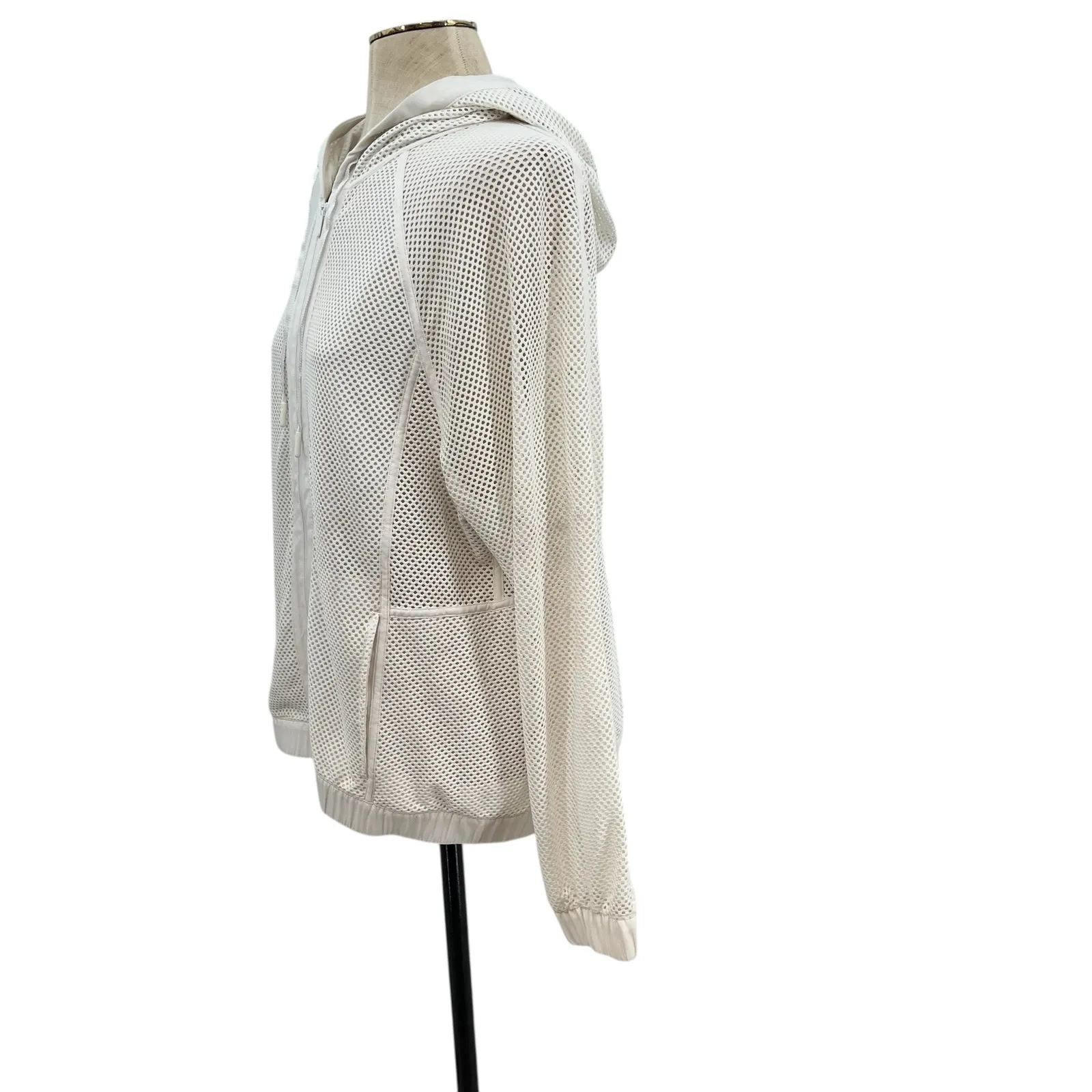 Lululemon Mesh on Mesh Jacket Zip‎ Up Hooded White Size 10 - Image 7
