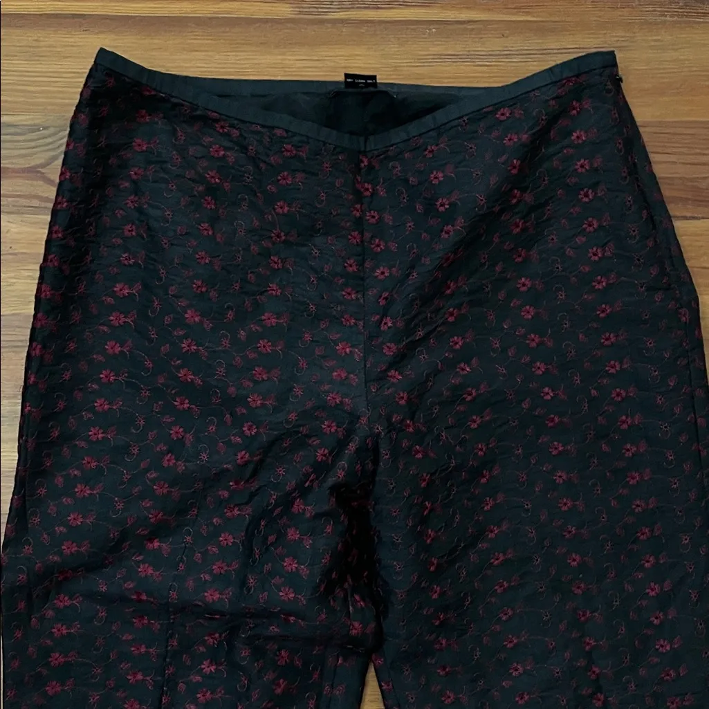 Karen Kane Black Eyelet Embroidered Silk Ankle Pants Womens Size 14 Dressy - Image 15