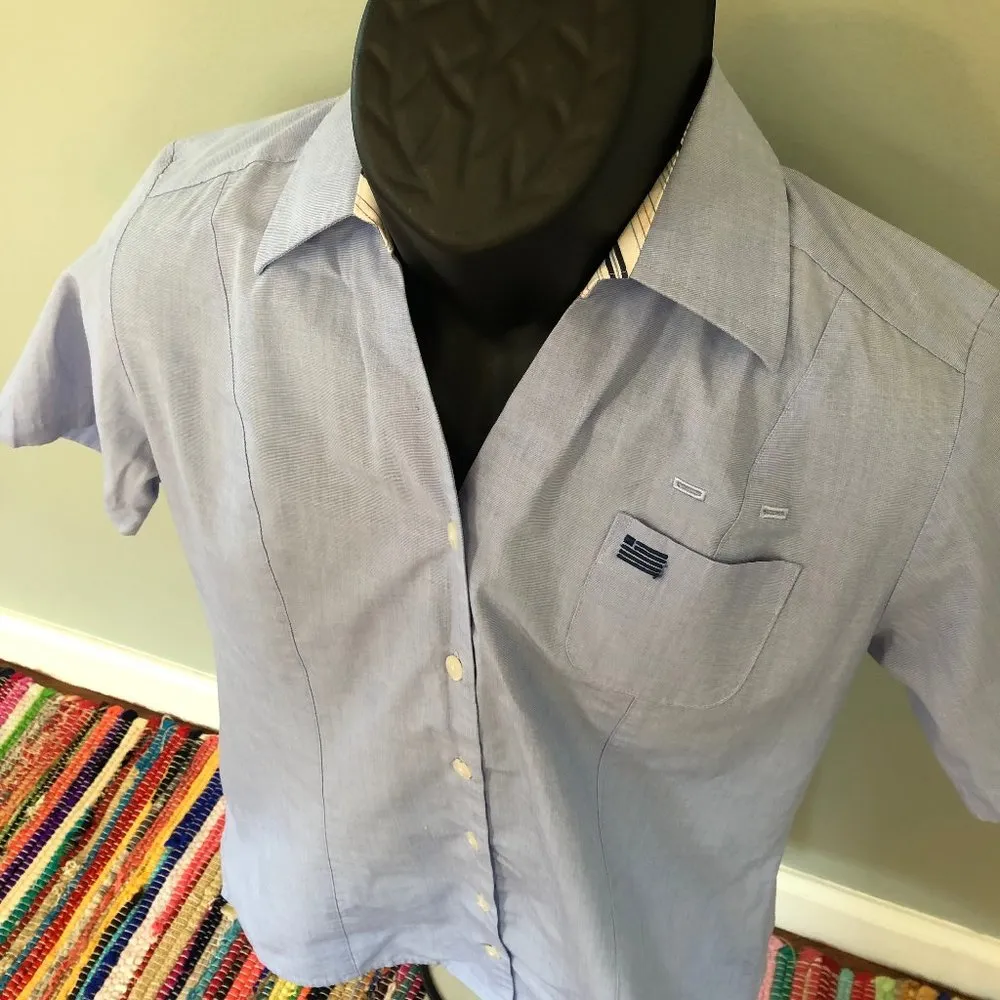 US Airways Uniform Button Up Shirt Logo Polo Small Blue Size 4 - Image 3