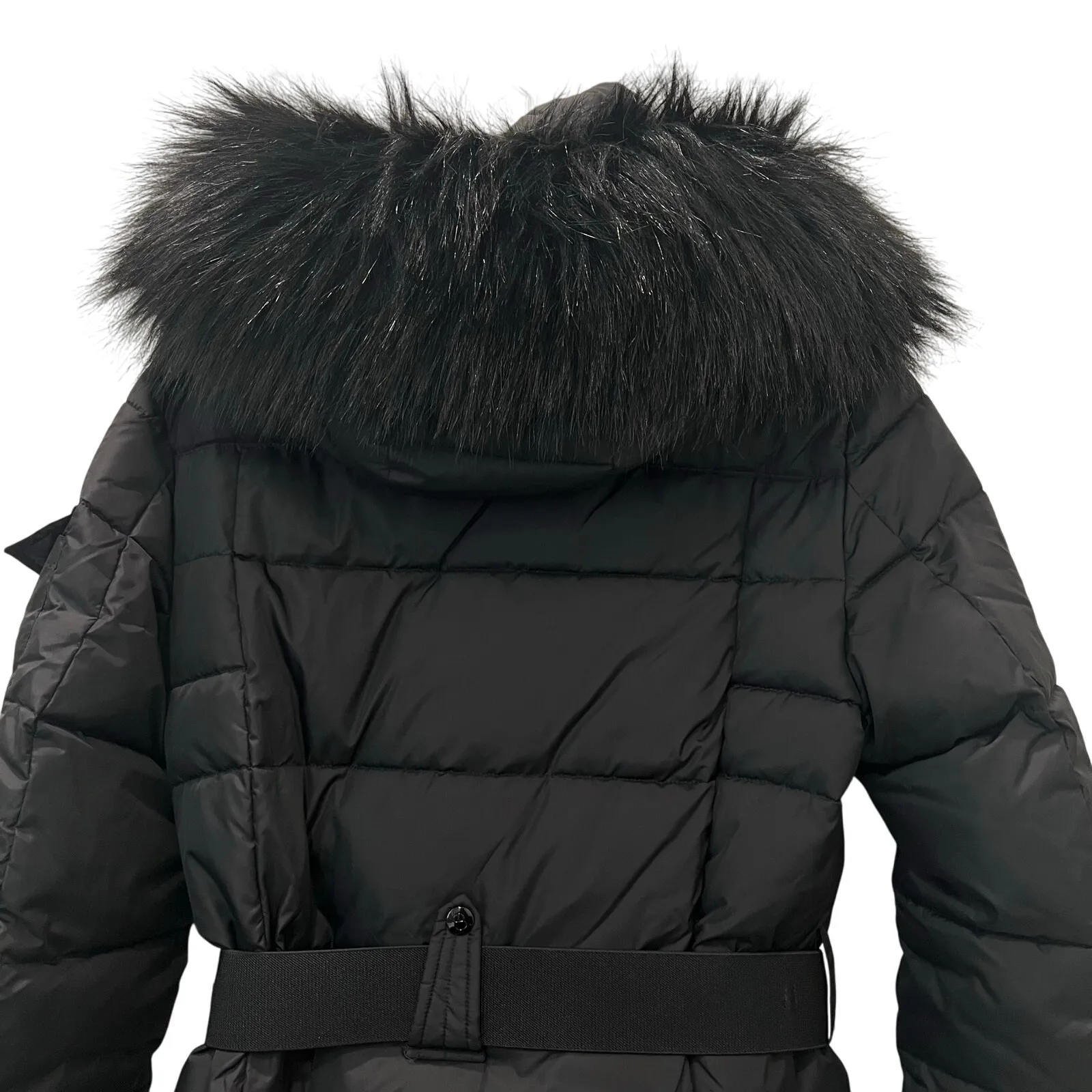 S13 New York Chalet Puffer Winter Coat Size Medium Faux Fur Trim Hood Black - Image 10