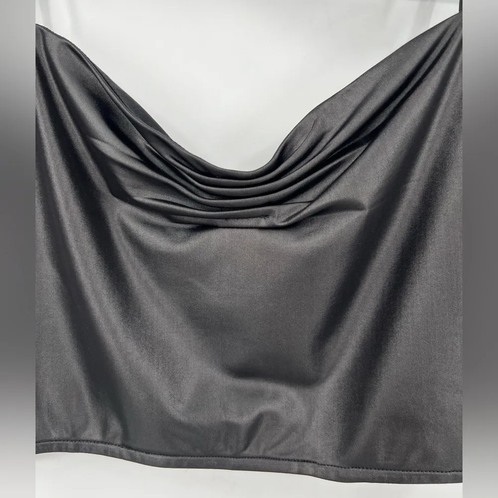 🆕 NWOT Superdown Revolve Cameron Tie Strap Crop Top Black Ruched Tank Top Large - Image 12