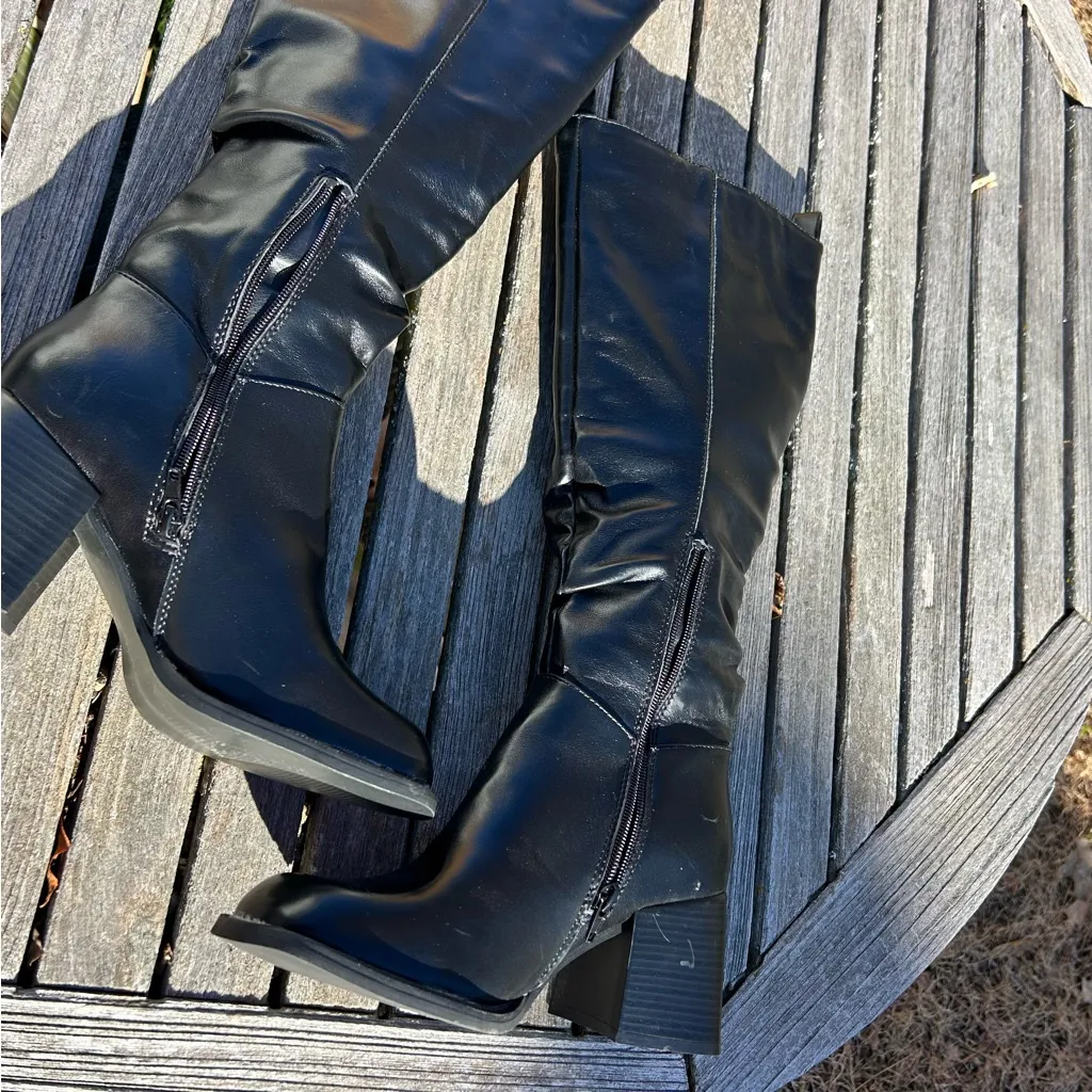 Olivia Miller black Sky Women's Tall Boots size 7.5 heeled knee high spring fall - Image 10