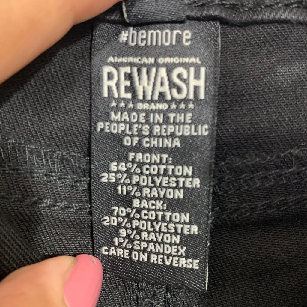 REWASH Mini Skirt Size 5/27 Black Distressed Denim Raw Hem “Vintage Reunion” NWT - Image 8