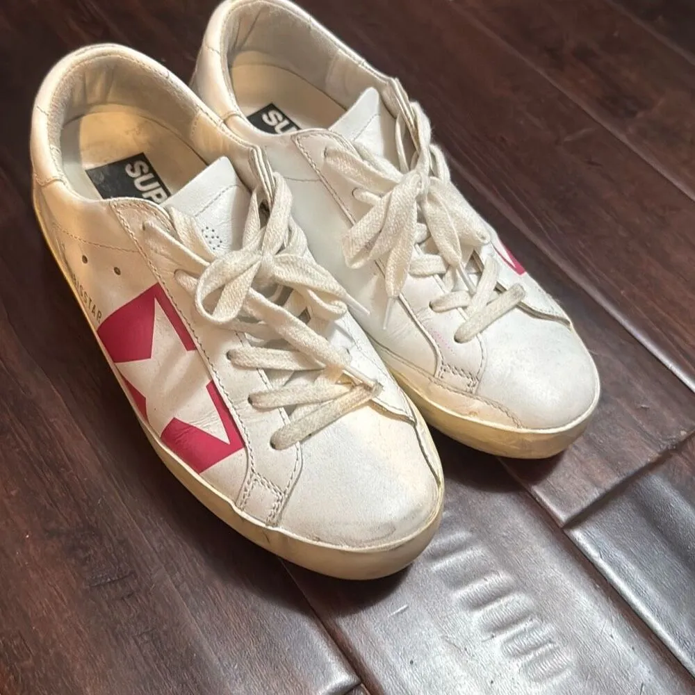 Golden Goose superstar White / Pink leather women's sneakers size 35 - Image 3