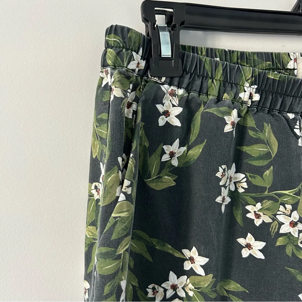 Marine Layer Allison Tropical Floral Dark Pull-On Pants Green M - Image 6