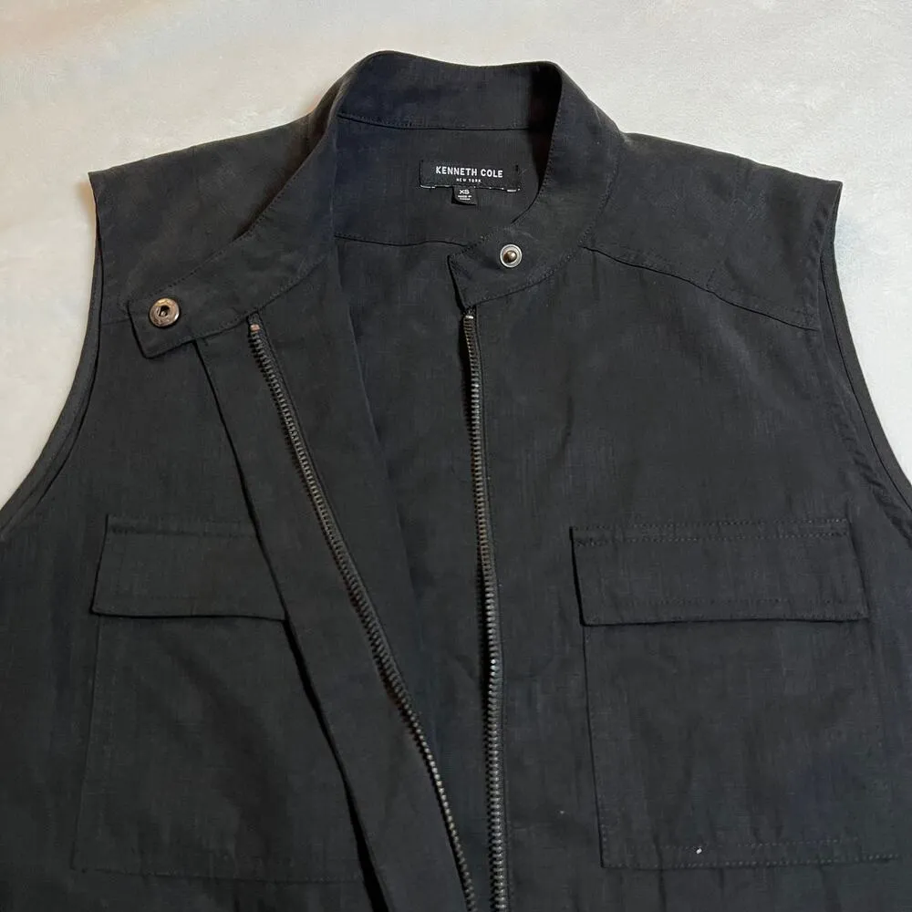 Kenneth Cole Utility Full Zipper Long Line Vest Size XS Minimalist Tencel Casual - Image 5