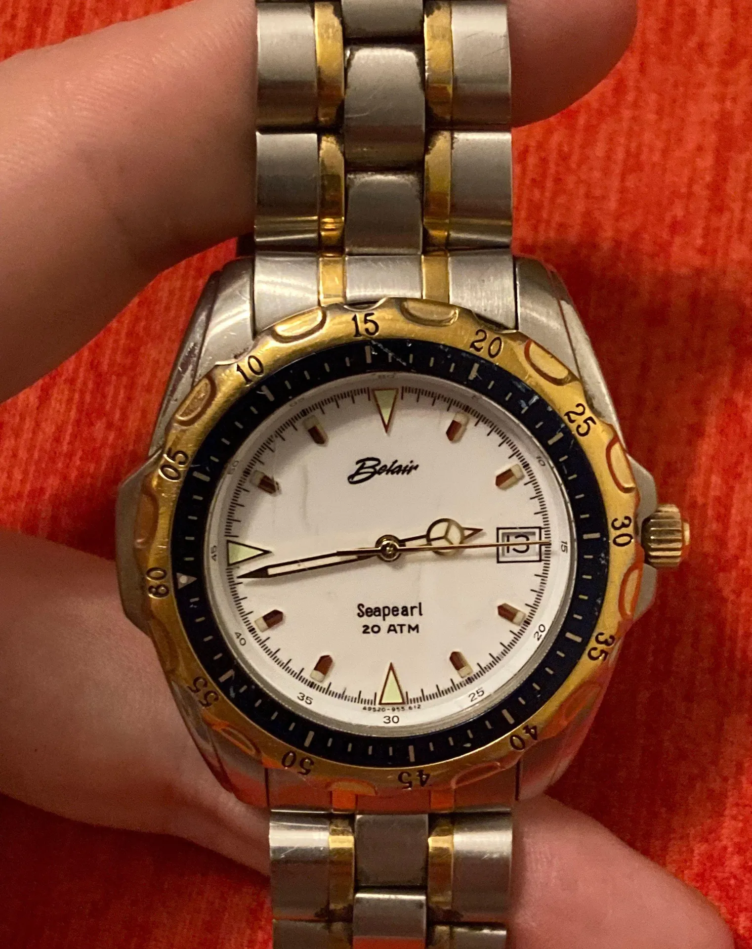 Blair Women’s vintage made in USA Swiss parts BELAIR SEAPEARL 20 atm wr wrist watch! - Image 4