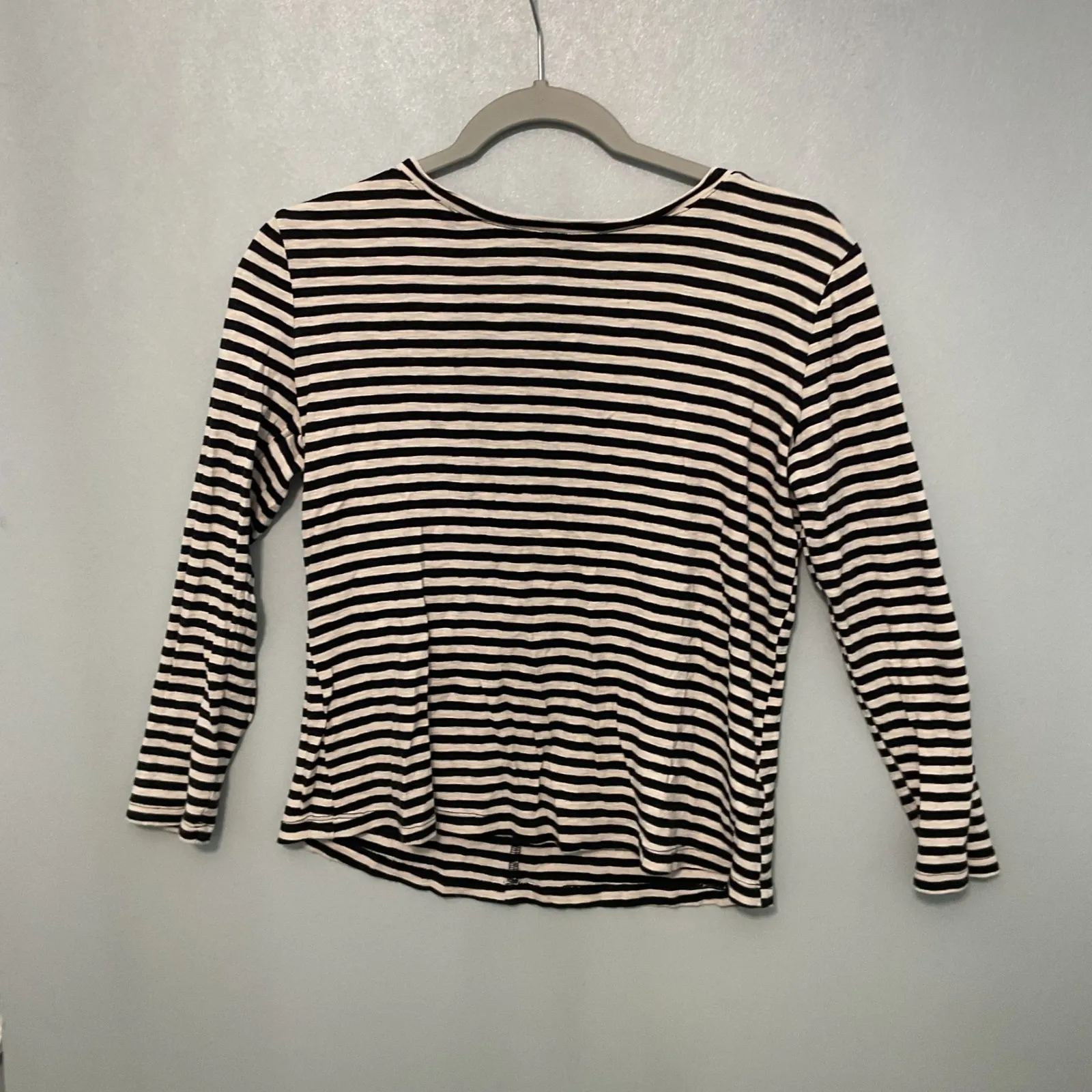 NIC+ZOE Black and White Striped Long Sleeve Top Women's XS - Image 4