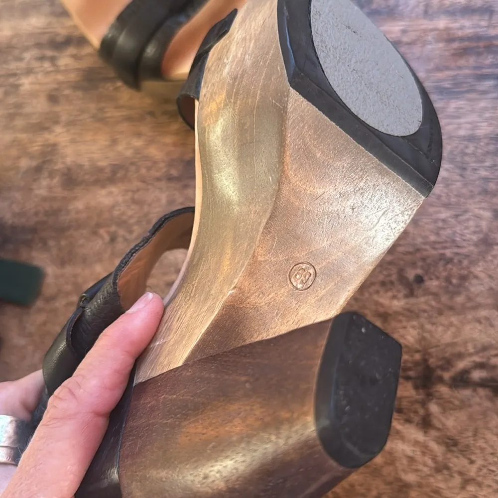 All Saints Stylish Black Leather Platform Sandals size 39 - Image 7