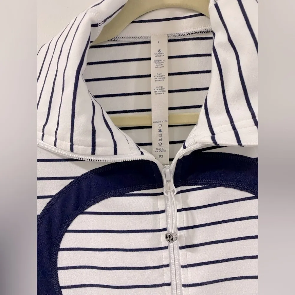 Lululemon Define Jacket Size 6 Navy White Stripe Zip-Up Track Jacket Athleisure - Image 5