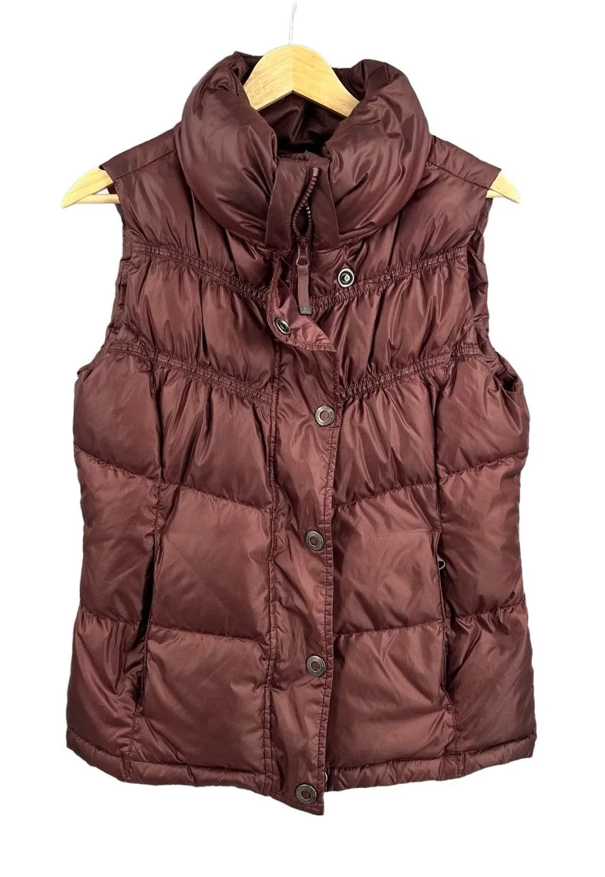 prAna Vest Red Down Puffer Zip Front High Collar Sleeveless Womens Small - Image 1