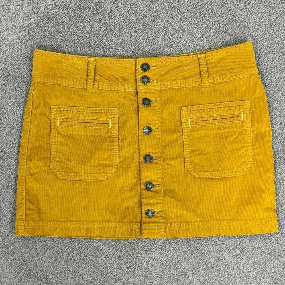 We The Free Free People Y2K Joanie Corduroy Button Up Micro Mini Skirt Yellow 29 - Image 6