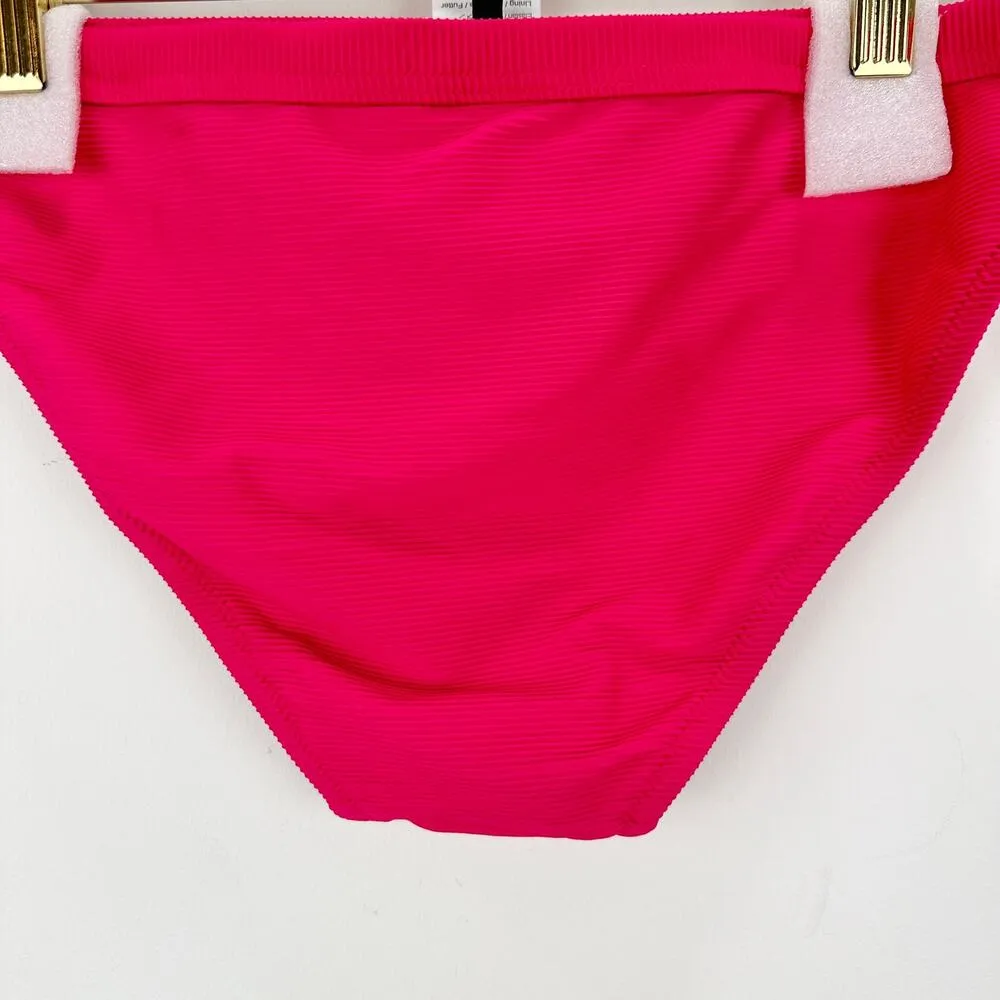 J.Crew Ribbed Trim Hipster Full Coverage Bikini Bottom Pink Beach Resort M NWT - Image 7