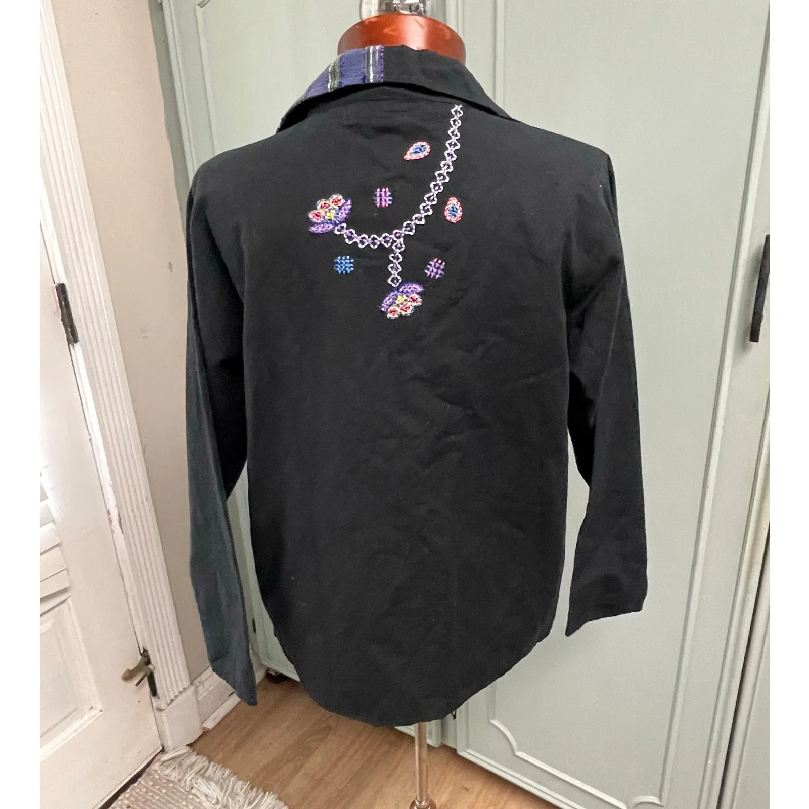 Vintage New Identity Womens Blazer Jacket Size Small Artsy Colorful Eclectic Blue - Image 4