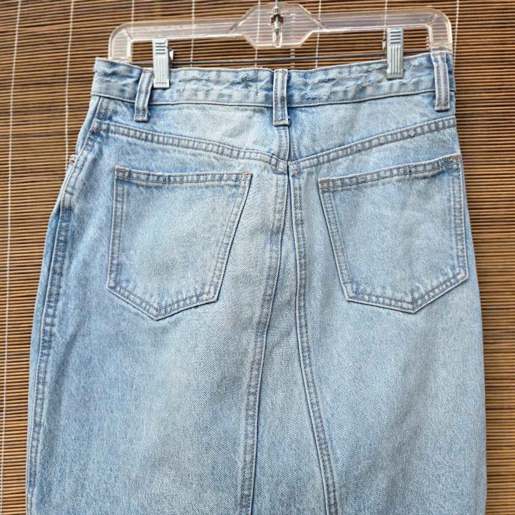 TRF Crossover Long Denim Skirt Blue XS - Image 8