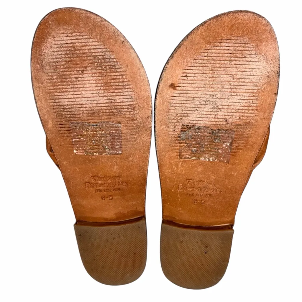 Vintage Foundry Co. Brown Leather Hera Flats Thong Sandals Flip Flops size 8.5 - Image 5