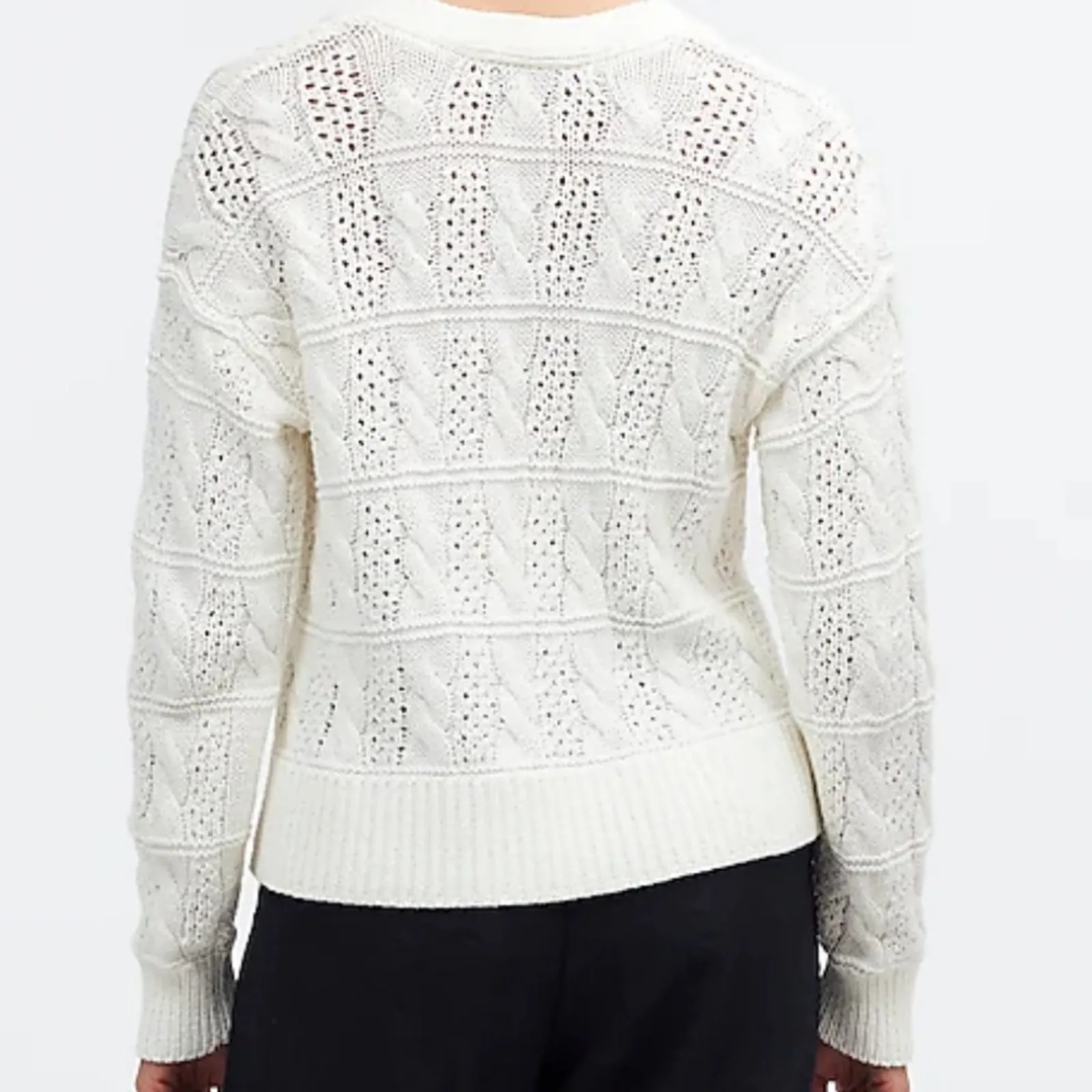 Madewell Open Cable-Stitch Cardigan Sweater - Bright Ivory Size M - Image 4