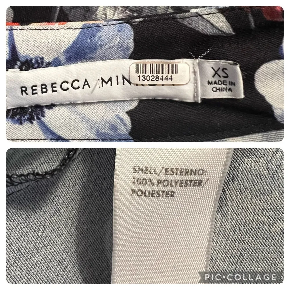 Rebecca Minkoff Trudy Dress Black Floral High Neck Mini XS Long Sleeve Party - Image 16