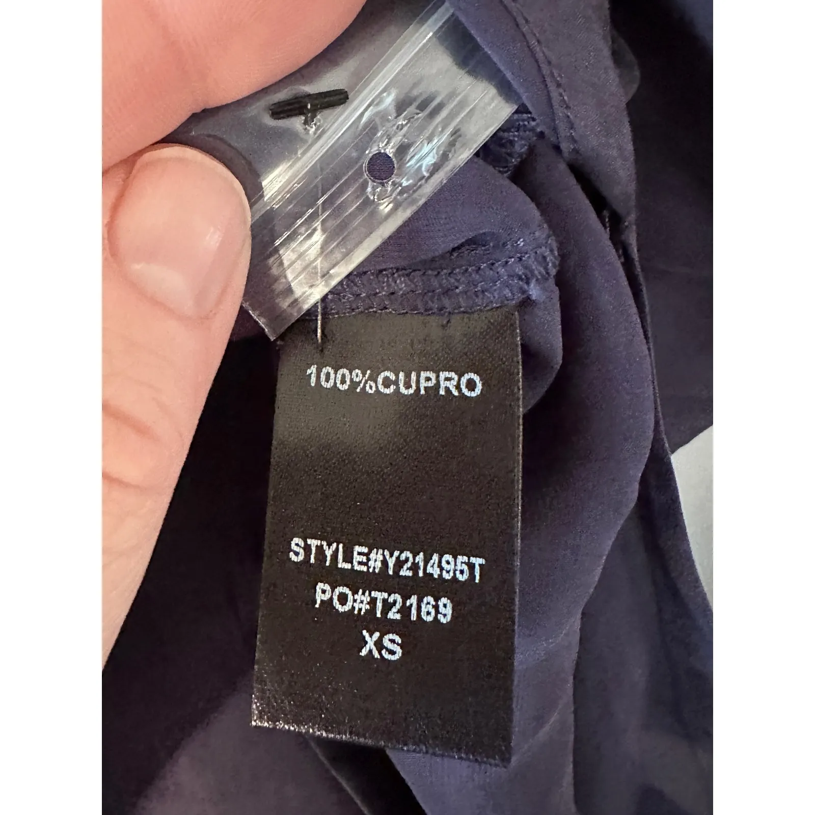 POMANDER PLACE Navy Blue Cupro Button Front Shirt Top XS NWT Preppy Lightweight - Image 4