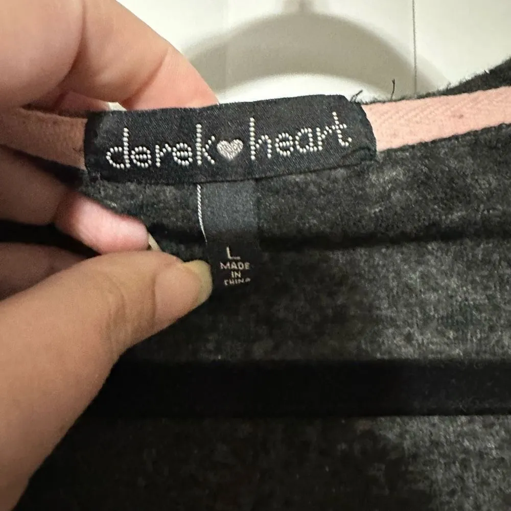 Derek Heart charcoal gray hoodie with kangaroo pockets with adjustable drawstrin - Image 5