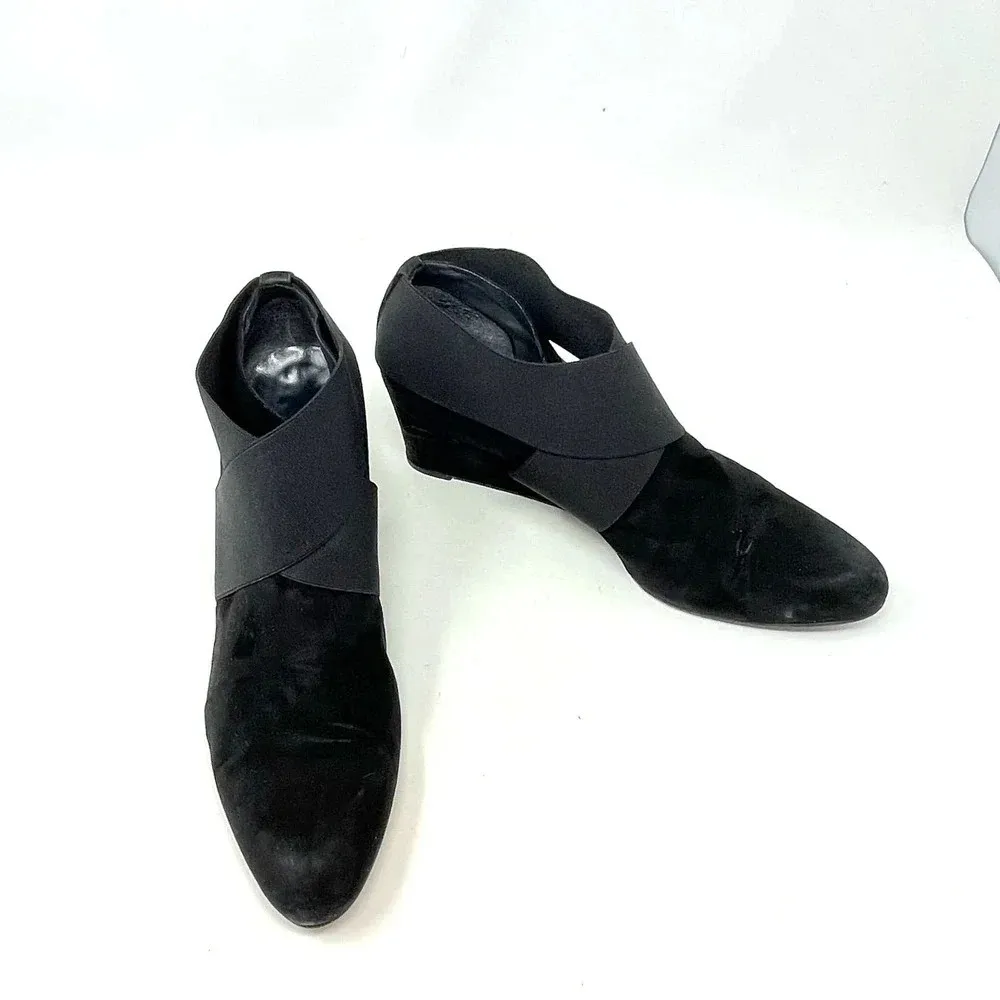 Stuart‎ Weitzman Coban Suede Wedge Booties Black Size US 9.5 - Image 4