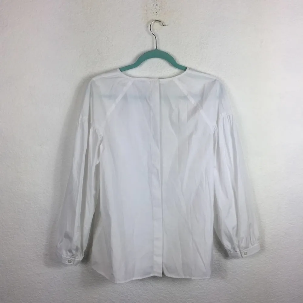 A.L.C. Revolve Baizen White Puff Long Sleeve Classic Italian Cotton Poplin Top - Image 12