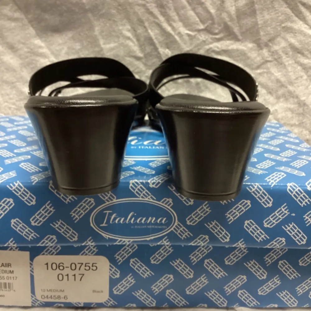 Italiana IS Flaiir Black Silver Embellished Wedge Sandals * Size 10 - Image 7