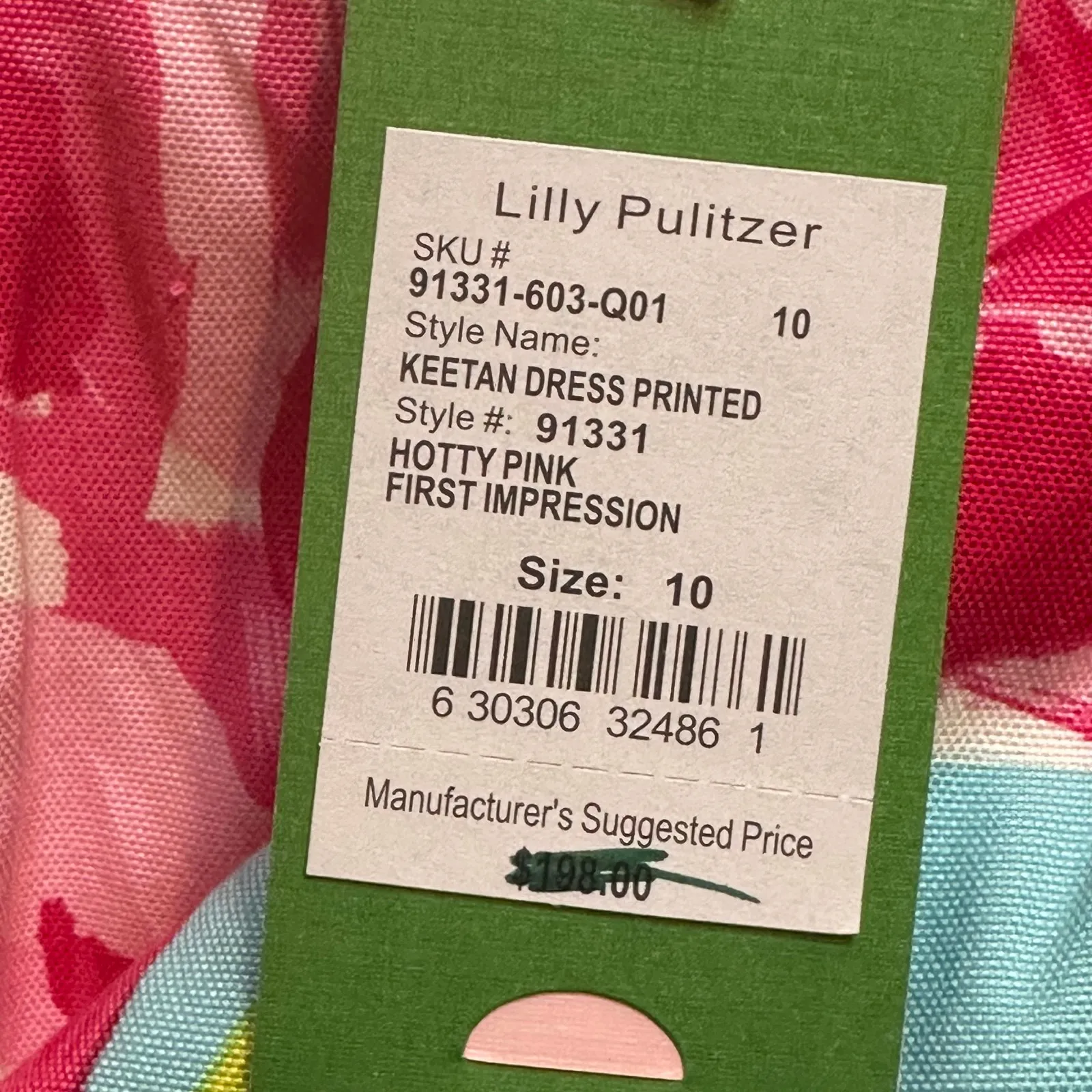 New Lilly Pulitzer Keetan Dress sz 10 Hotty Pink First Impression Print Dress - Image 2