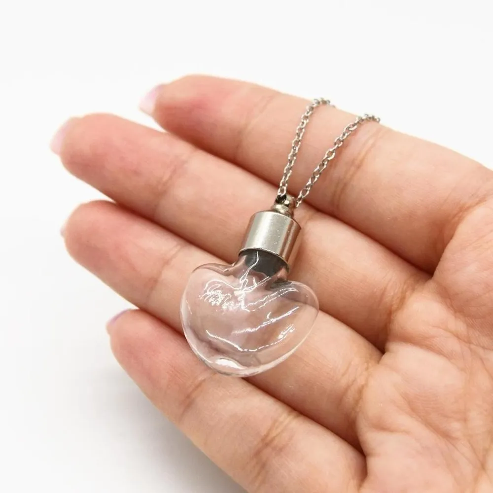 Heart Shaped Bottle Necklace Silver - Image 4