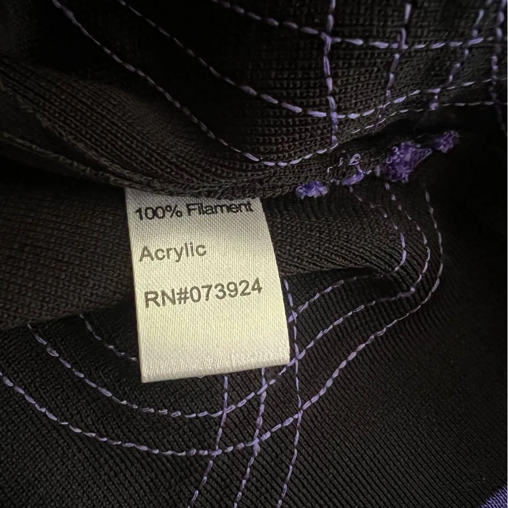 Ming Wang Embroidered purple scroll knit open front cardigan. SZ. PL. - Image 7