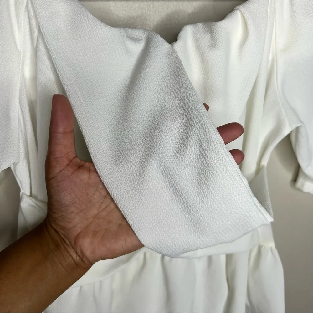 Boohoo Ruched Off The‎ Shoulder Crepe Blouse Plus White Size 18 - Image 9