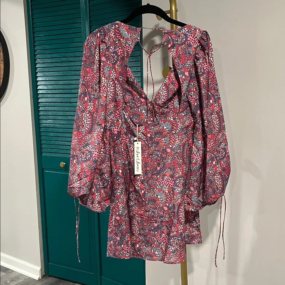 FOR LOVE & LEMONS nwt Tonya mini long sleeve open back dress xs/s fit Pink - Image 7