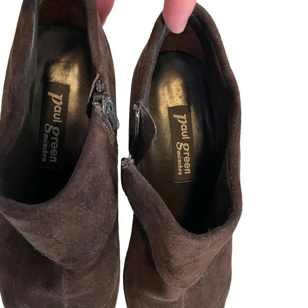 PAUL GREEN Ankle Booties Boots Suede Leather Brown Pointed Zip-Up - Image 5