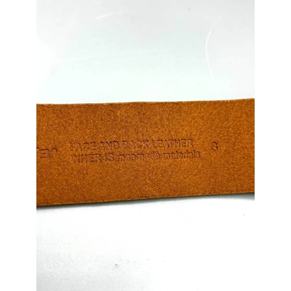 Chicos Leather Belt Ornate Brass Rhinestone Buckle Womens Small Suede - Image 5