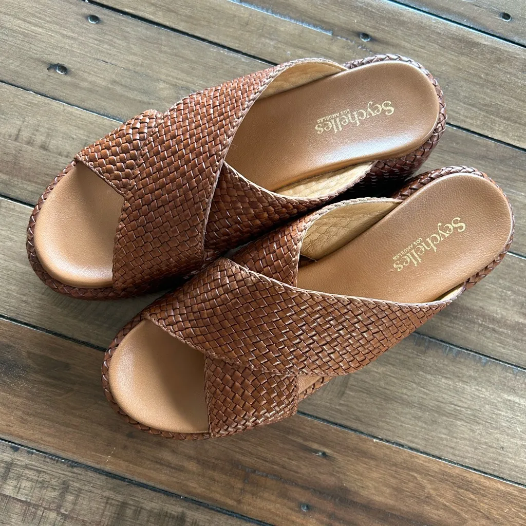 Seychelles Los Angeles Key West Brown Woven Leather Sandals 8 - Image 6