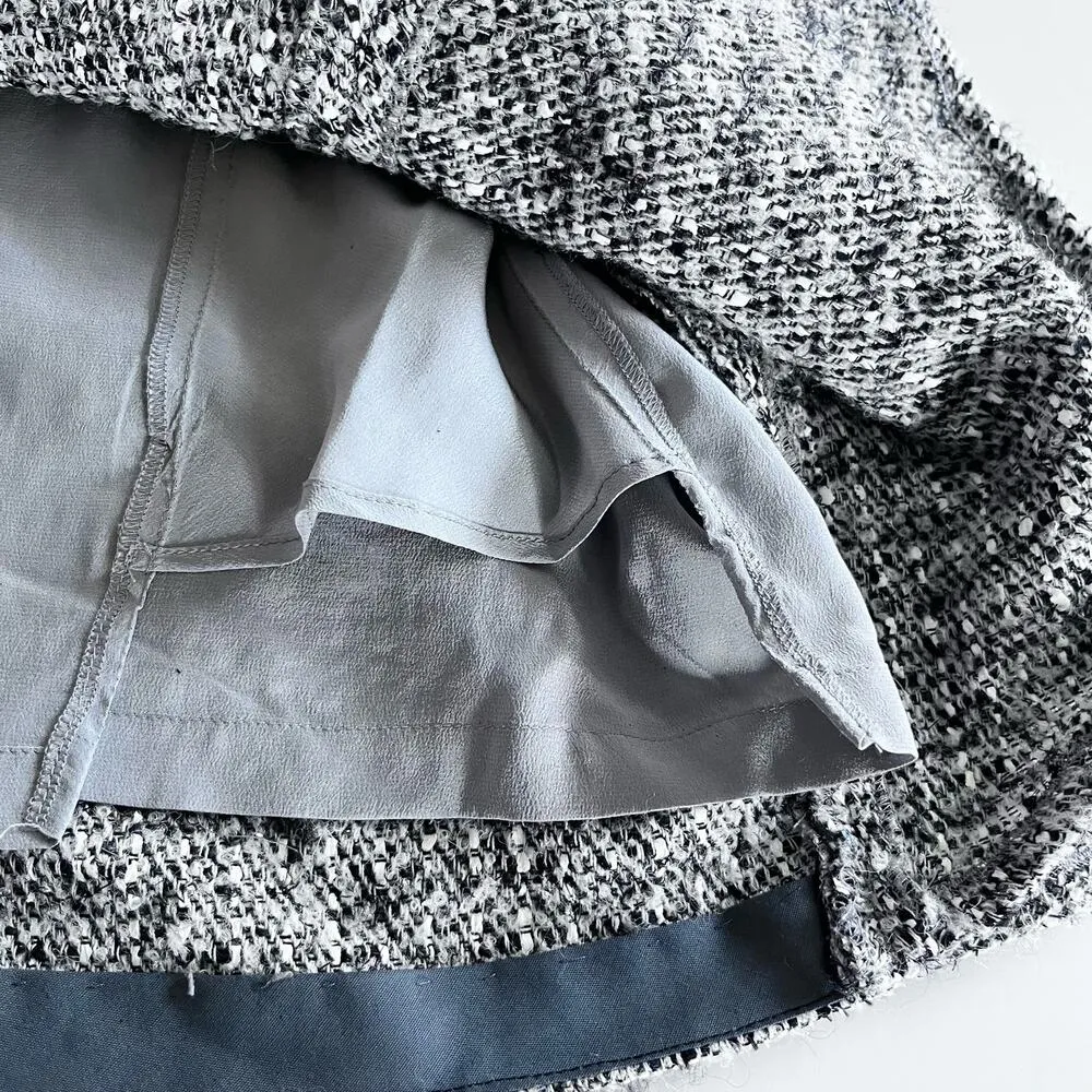 Oscar de la Renta Black White Tweed Ruffled Knee Length Pencil Skirt Size 8 - Image 13