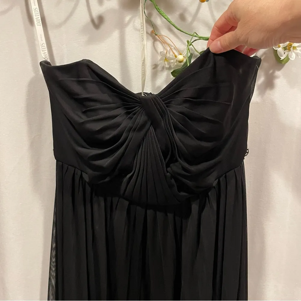 Stunning David’s Bridal black chiffon maxi strapless dress whimsigoth boho fairy - Image 8